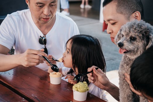 Poodle with a child